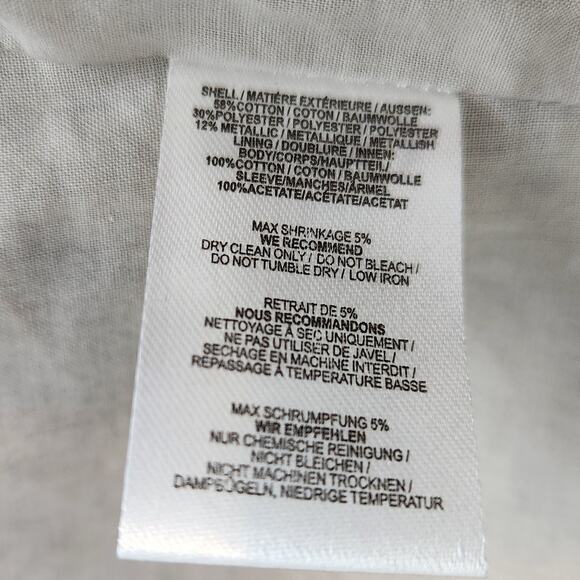 GANNI Metallic Brocade Blazer Gold Taupe Geometric Open Front Size Large - Picture 6 of 7